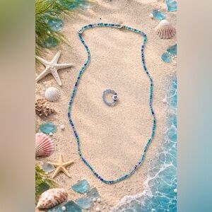 Cancer Zodiac Beaded Ring ♋ – Ocean Blue Minimalist Stretch Ring